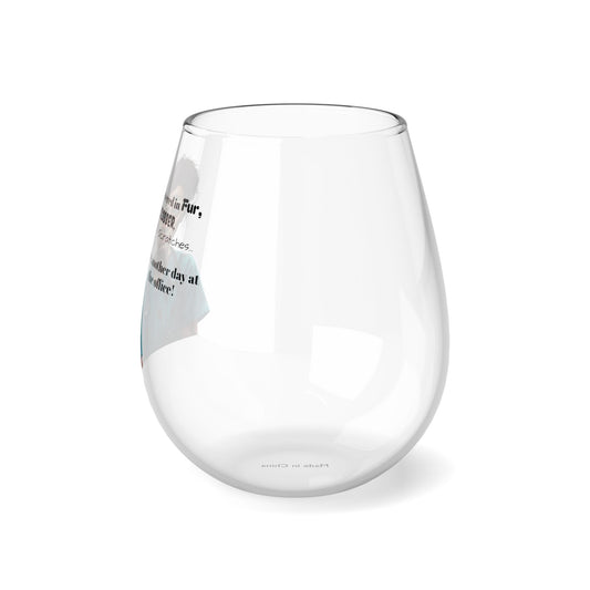 Picture - Fur, Slobber, Scratches - Stemless Wine Glass, 11.75oz