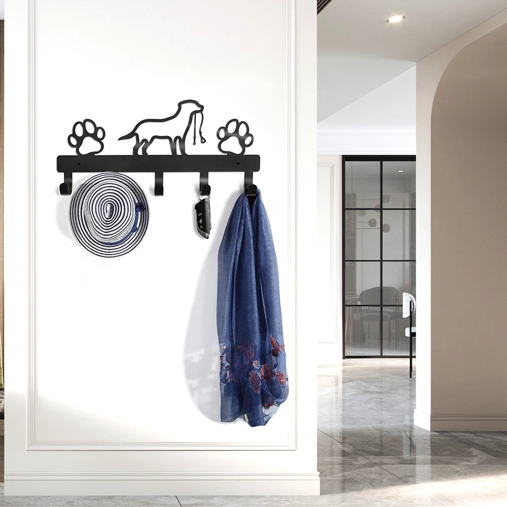 Wall-Mounted Pet Hanger and Key Holder - Stylish Organization for Dog and Cat Accessories