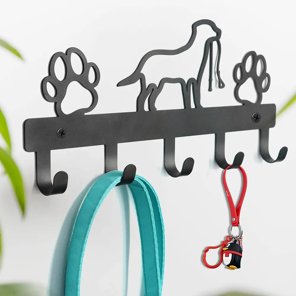 Wall-Mounted Pet Hanger and Key Holder - Stylish Organization for Dog and Cat Accessories