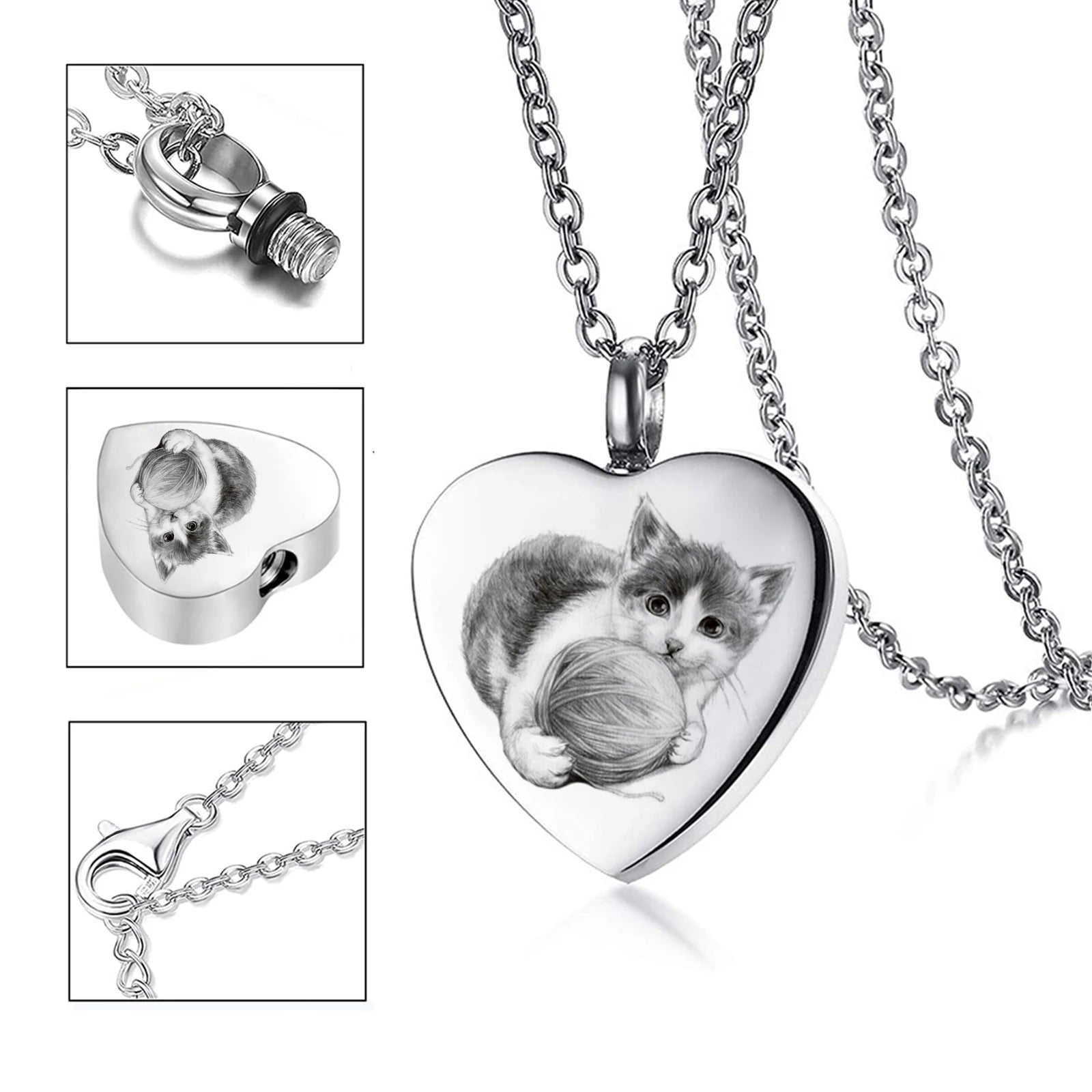 Custom Pet Remembrance Heart Necklace for Ashes