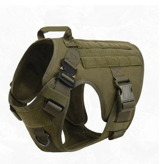 Tactical Dog Harness and Leash Set - Durable Nylon Vest with Metal Buckle for Large Dogs