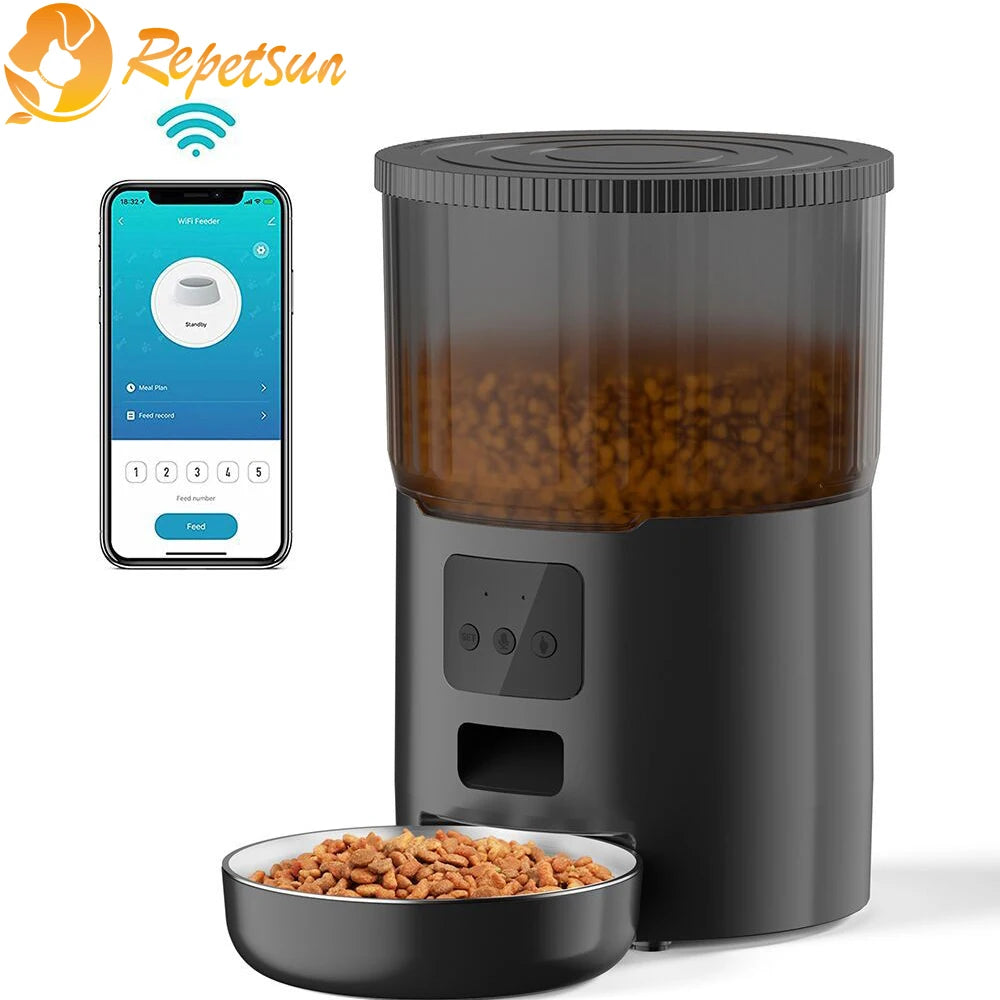 Autofeder 4L Smart Automatic Pet Feeder - Battery-Powered with LCD Display and Stainless Steel Bowl