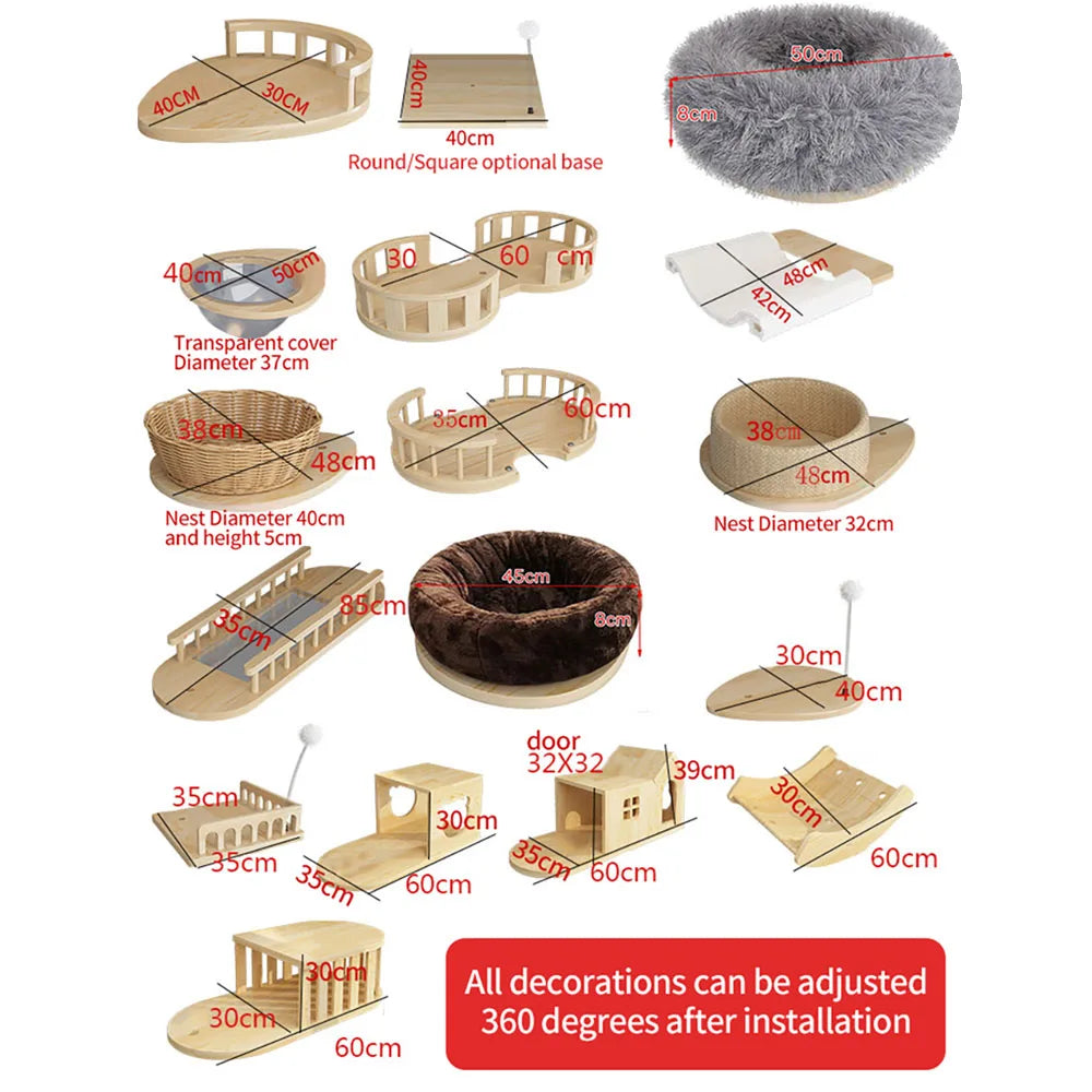 برج تسلق شجرة القطط الفاخر متعدد الطبقات من الأرض إلى السقف - 10 أشكال مختلفة