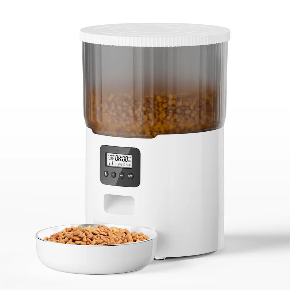 Autofeder 4L Smart Automatic Pet Feeder - Battery-Powered with LCD Display and Stainless Steel Bowl